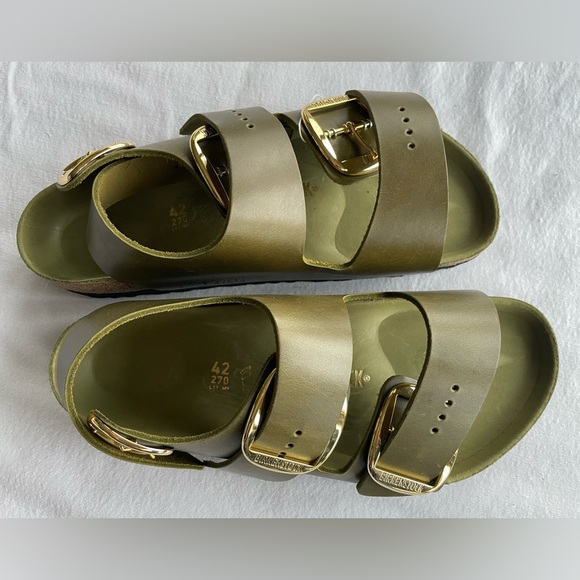 Birkenstock Big Buckle Sandals - Olive Green Leather - Size 42/Women’s 11 NIB - Picture 3 of 9